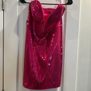 Express Fuchsia Sequin Midi Dress